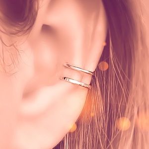 Contrast Double Ear Cuff - fake cartilage conch ear cuff clip on faux earring